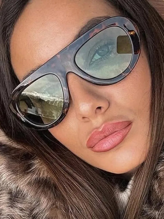 Lunettes de Soleil Rondes Y2K Imprimé Léopard — Samara