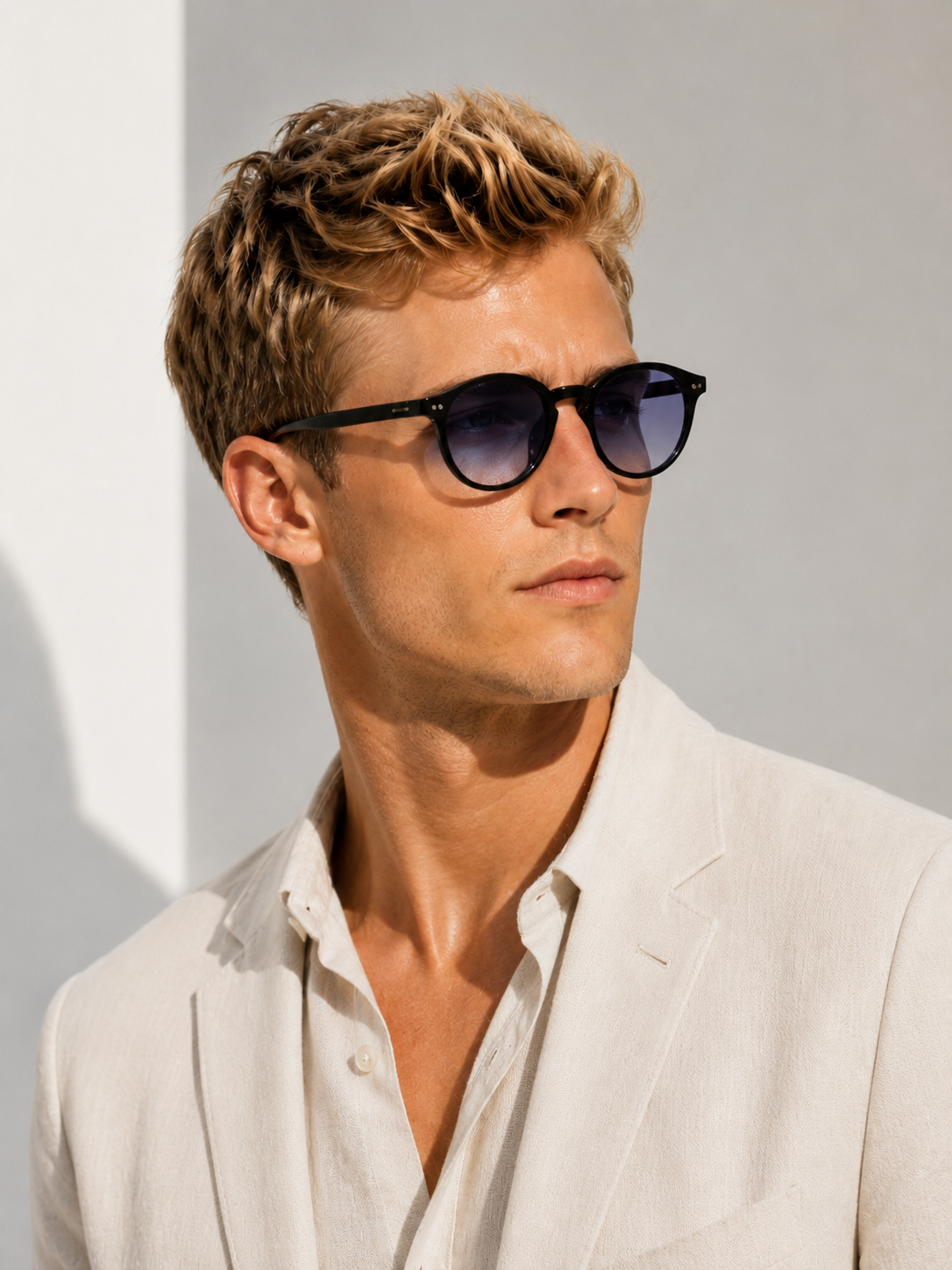 Lunettes de soleil rondes vintage noires pour femme et homme - Samara
