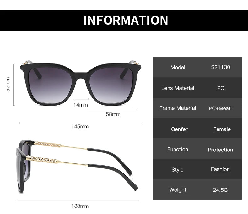 Lunettes de Soleil Carrées Classiques Unisexe — Samara