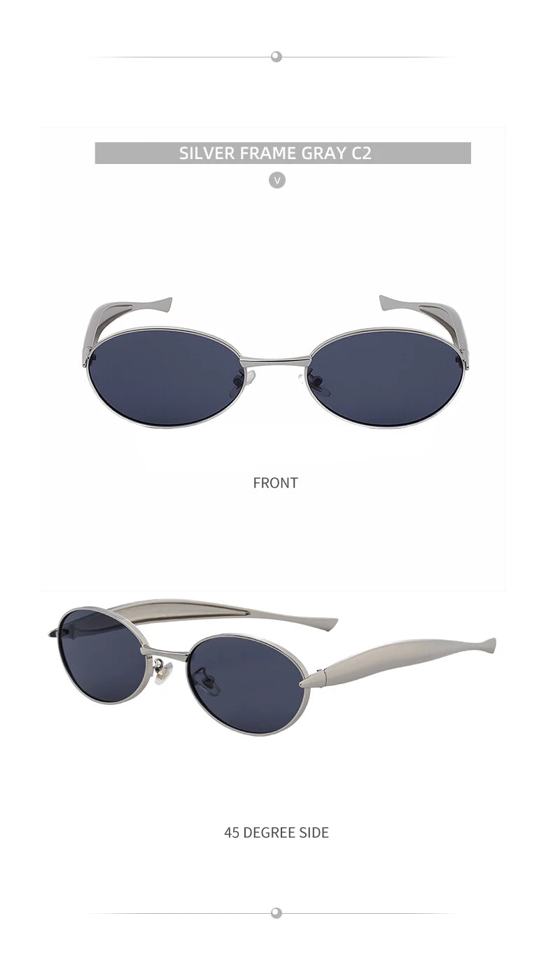 Lunettes de Soleil Ovales Punk Métal — Samara