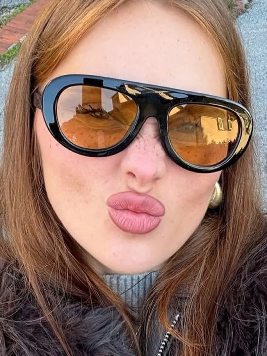 Lunettes de soleil rondes Y2K imprimé léopard pour femme - Samara