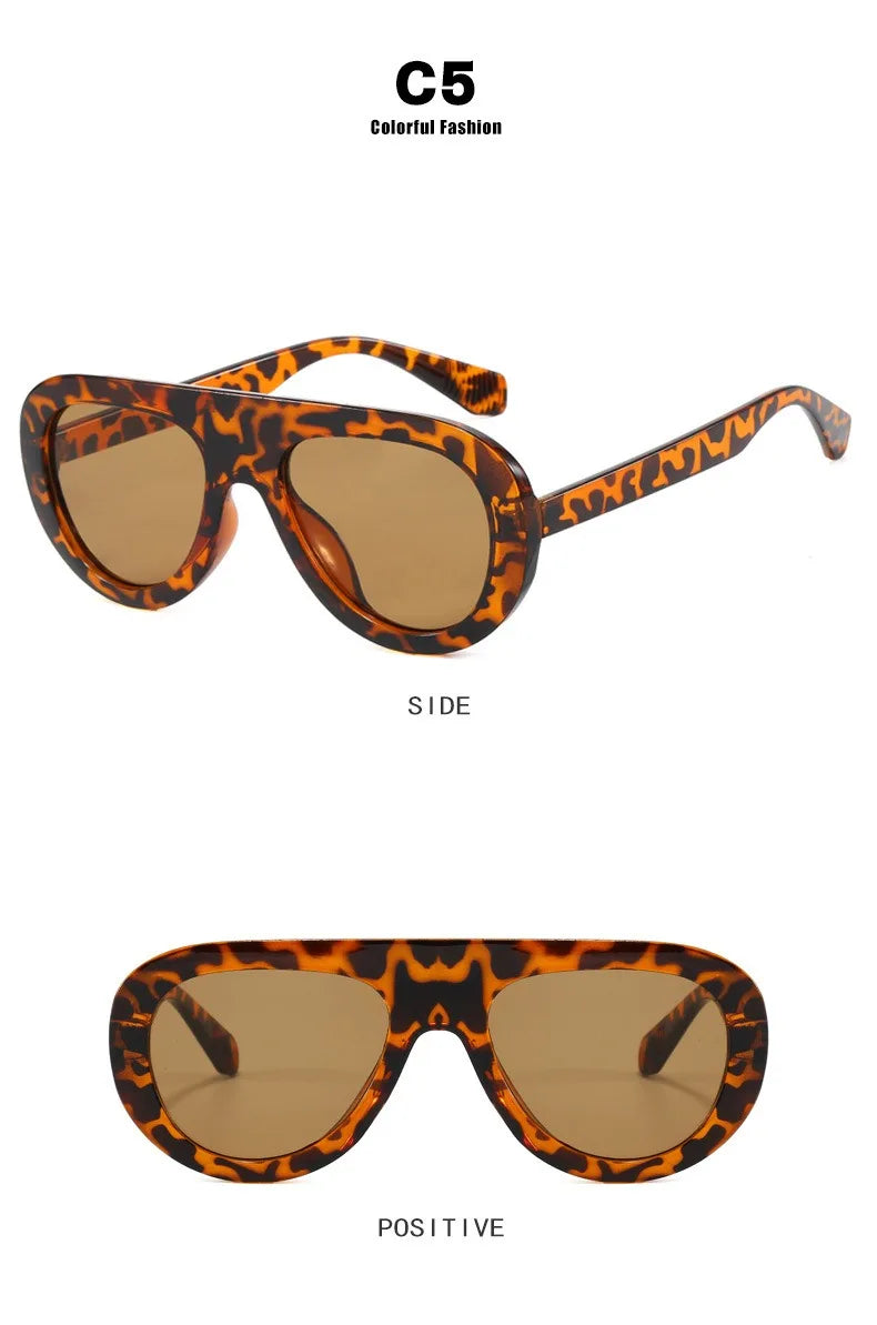 Lunettes de Soleil Rondes Y2K Imprimé Léopard — Samara