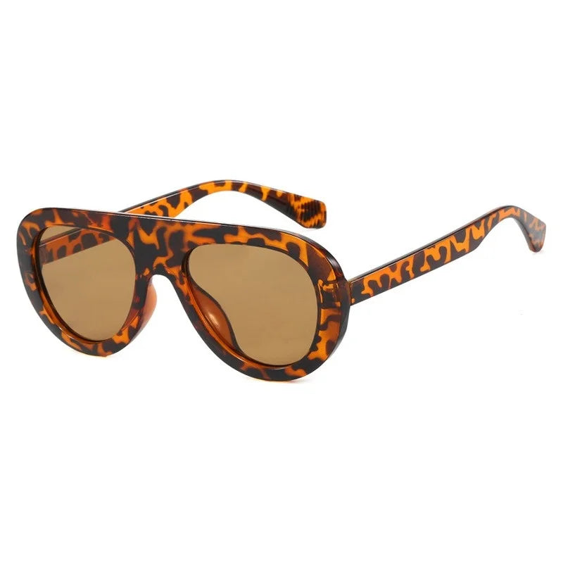 Lunettes de Soleil Rondes Y2K Imprimé Léopard — Samara