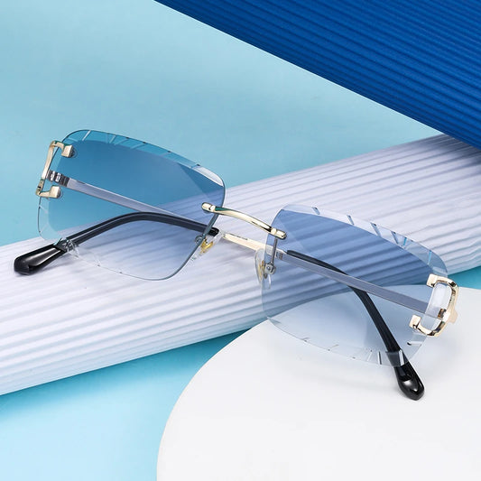 Lunettes de Soleil Carrées Sans Monture Métal — Samara