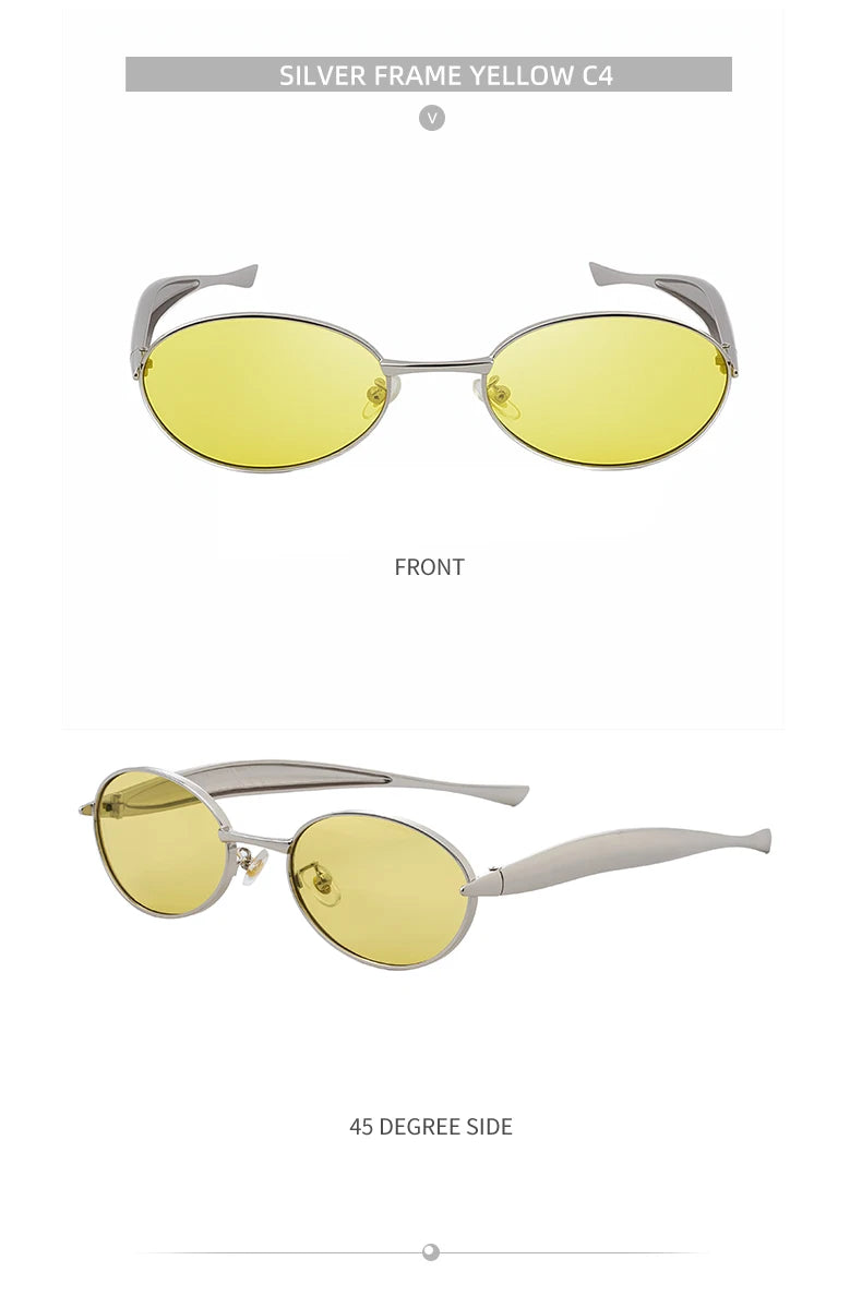 Lunettes de Soleil Ovales Punk Métal — Samara