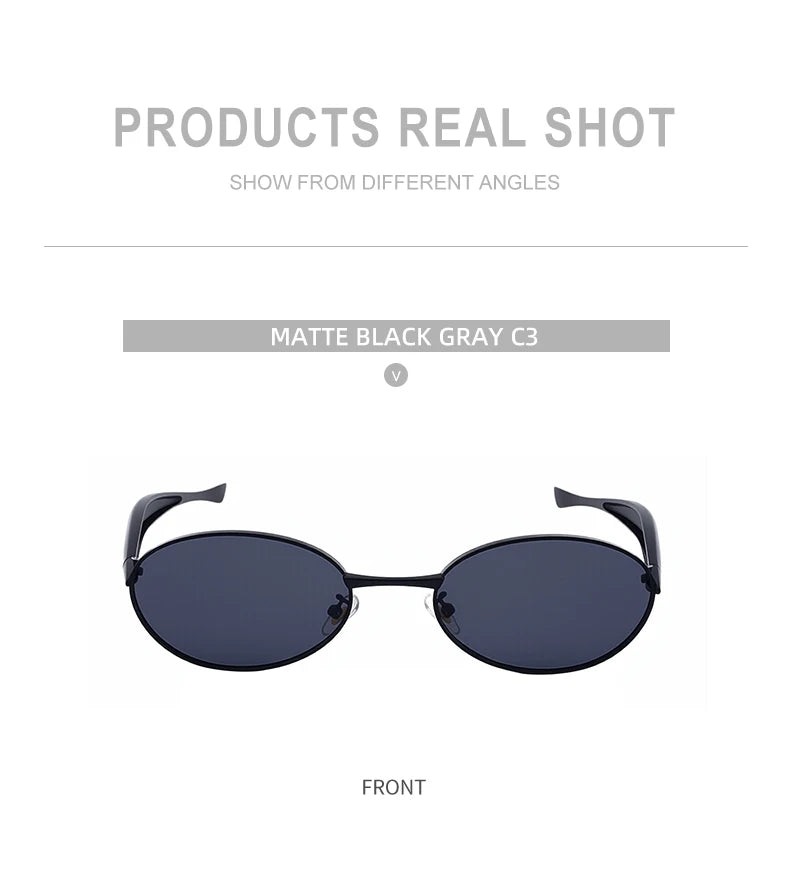 Lunettes de Soleil Ovales Punk Métal — Samara