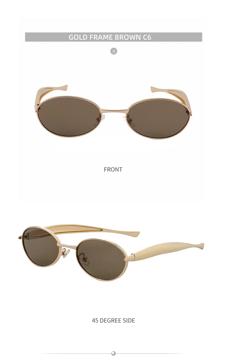 Lunettes de Soleil Ovales Punk Métal — Samara