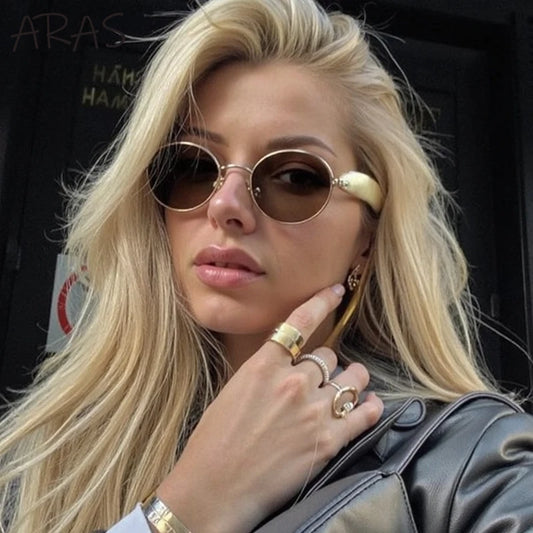 Lunettes de soleil ovales punk en métal noir - Samara