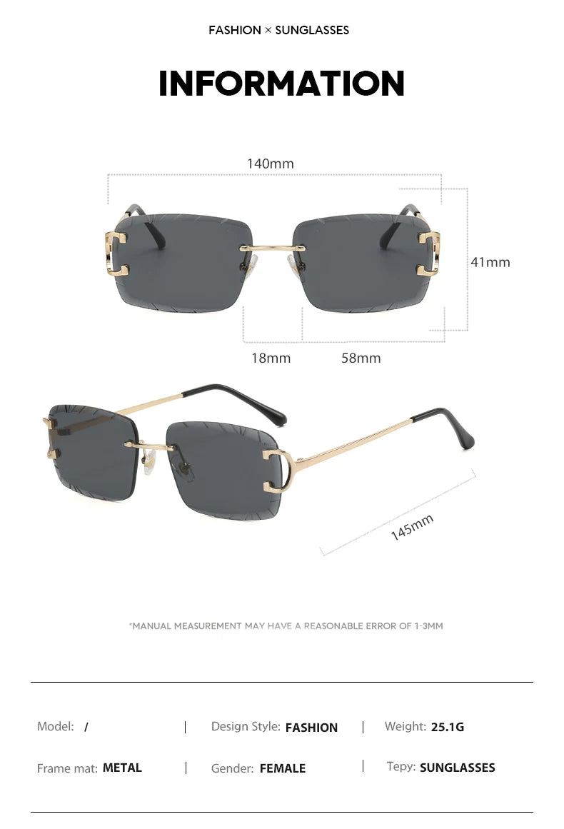 Lunettes de Soleil Carrées Sans Monture Métal — Samara