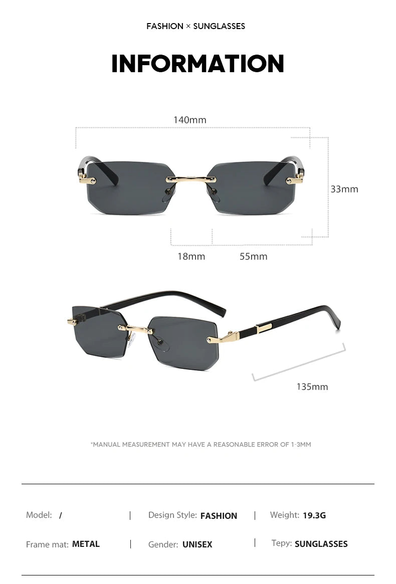Lunettes de Soleil Sans Monture Rectangulaires — Samara