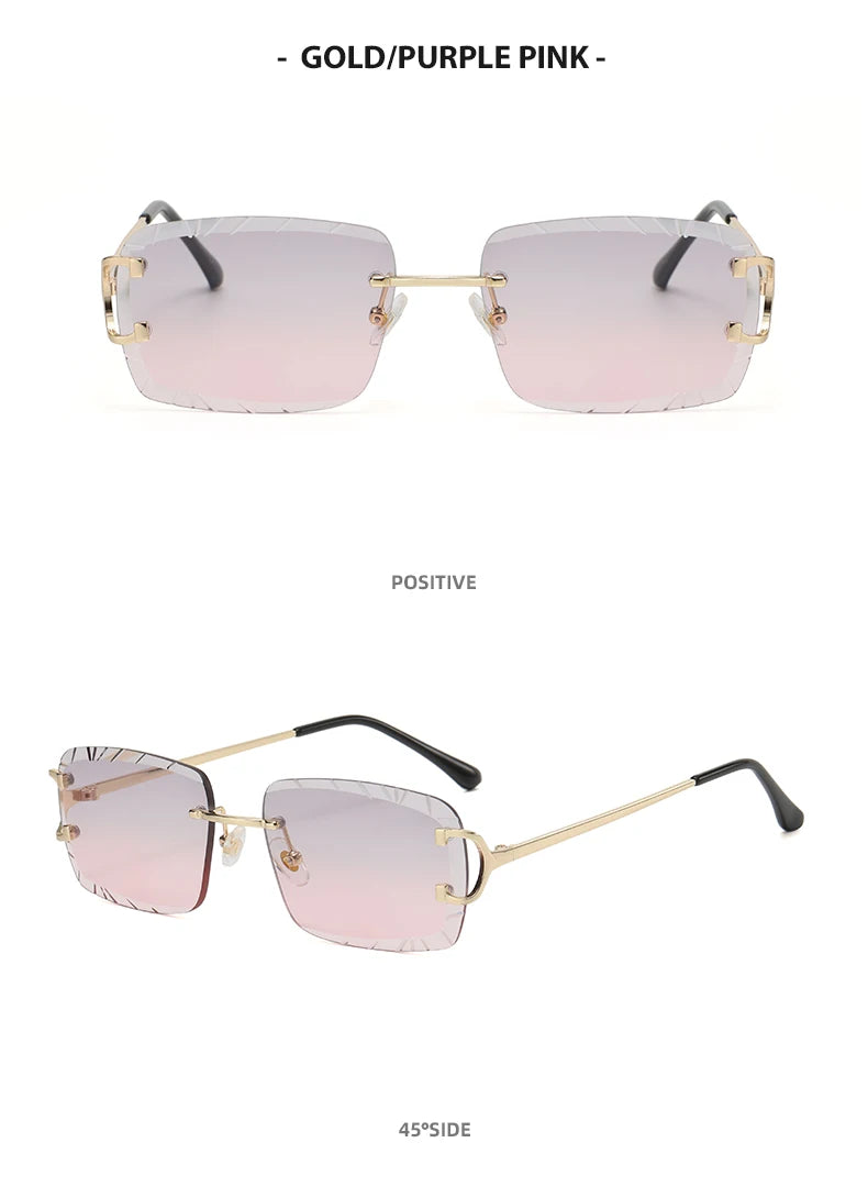 Lunettes de Soleil Carrées Sans Monture Métal — Samara