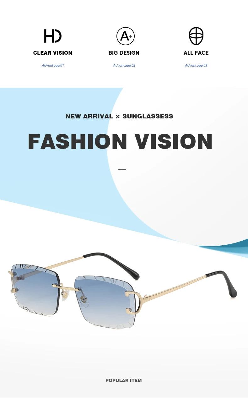Lunettes de Soleil Carrées Sans Monture Métal — Samara