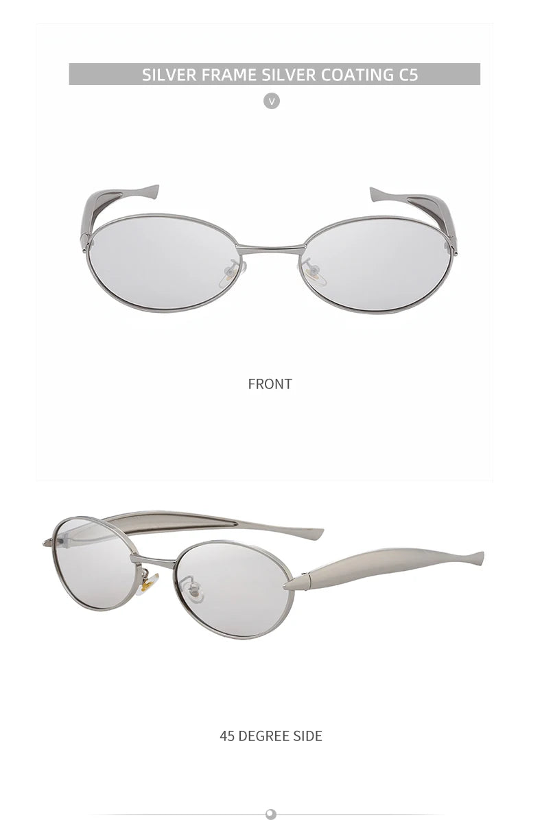 Lunettes de Soleil Ovales Punk Métal — Samara
