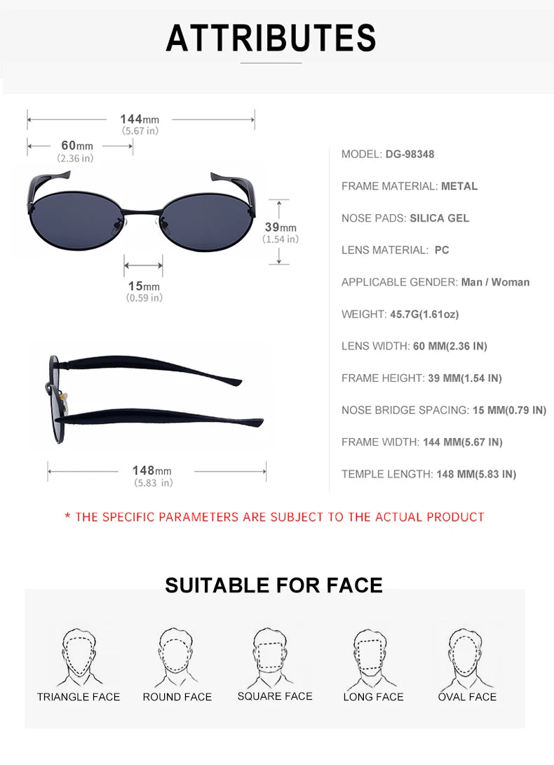 Lunettes de Soleil Ovales Punk Métal — Samara