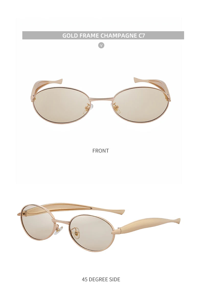 Lunettes de Soleil Ovales Punk Métal — Samara
