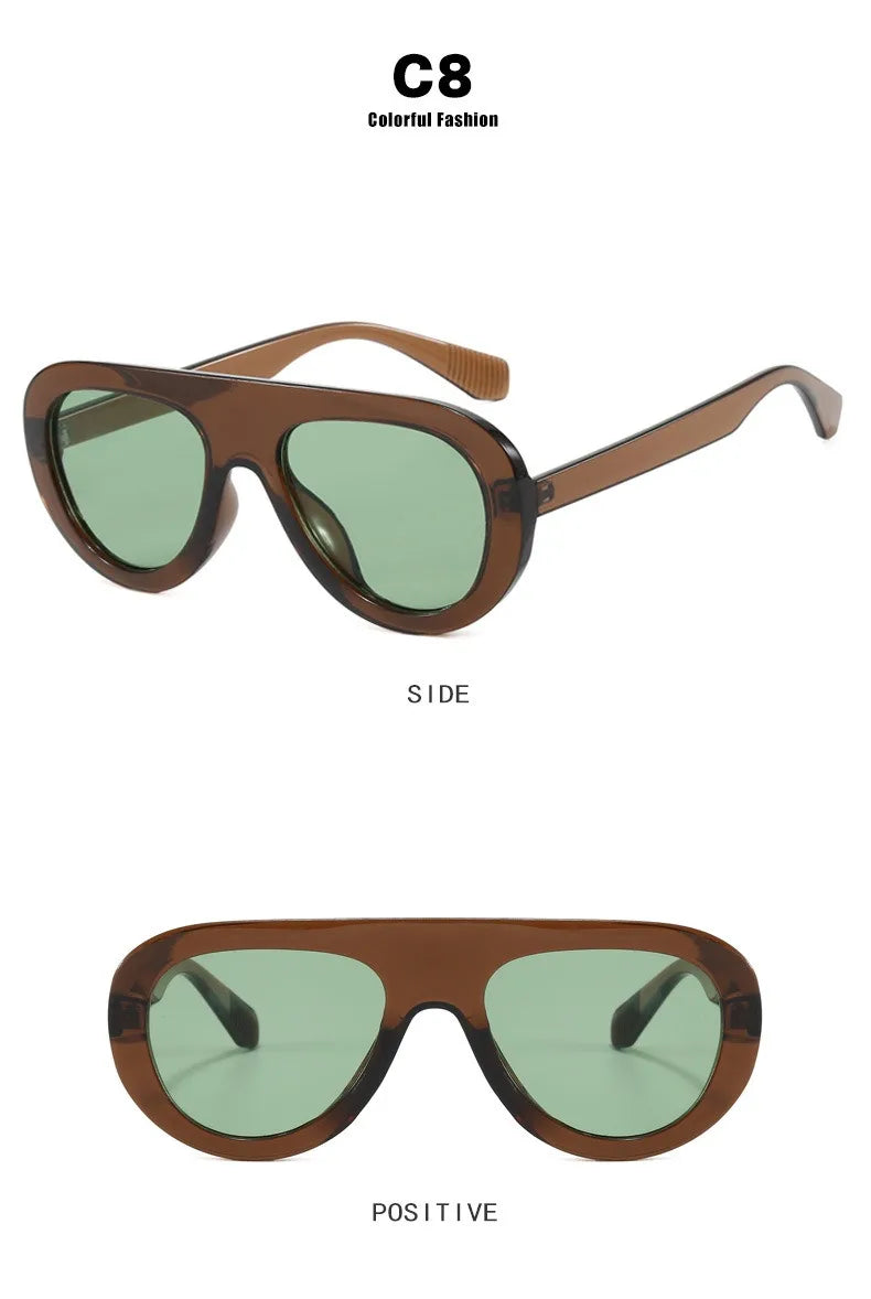 Lunettes de Soleil Rondes Y2K Imprimé Léopard — Samara