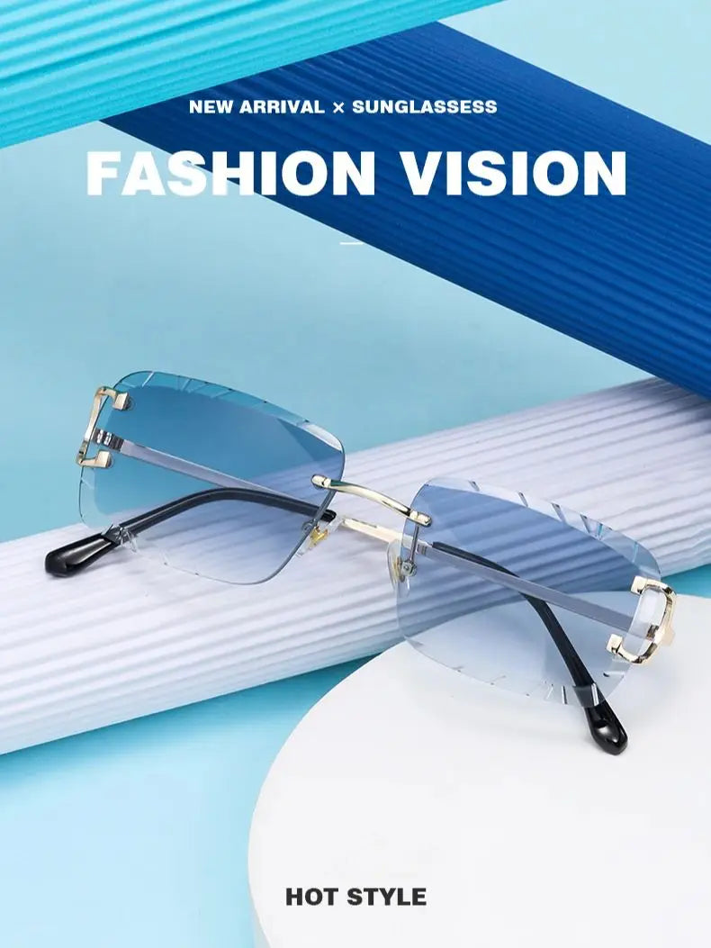 Lunettes de Soleil Carrées Sans Monture Métal — Samara
