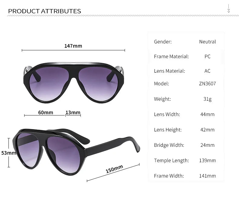 Lunettes de Soleil Aviateur Oversize Unisexe — Samara