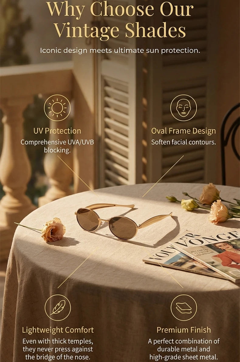 Lunettes de Soleil Ovales Punk Métal — Samara