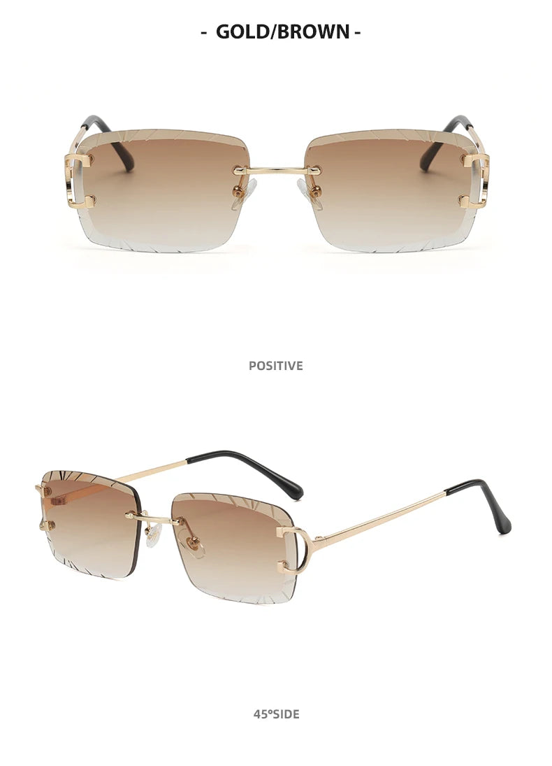 Lunettes de Soleil Carrées Sans Monture Métal — Samara