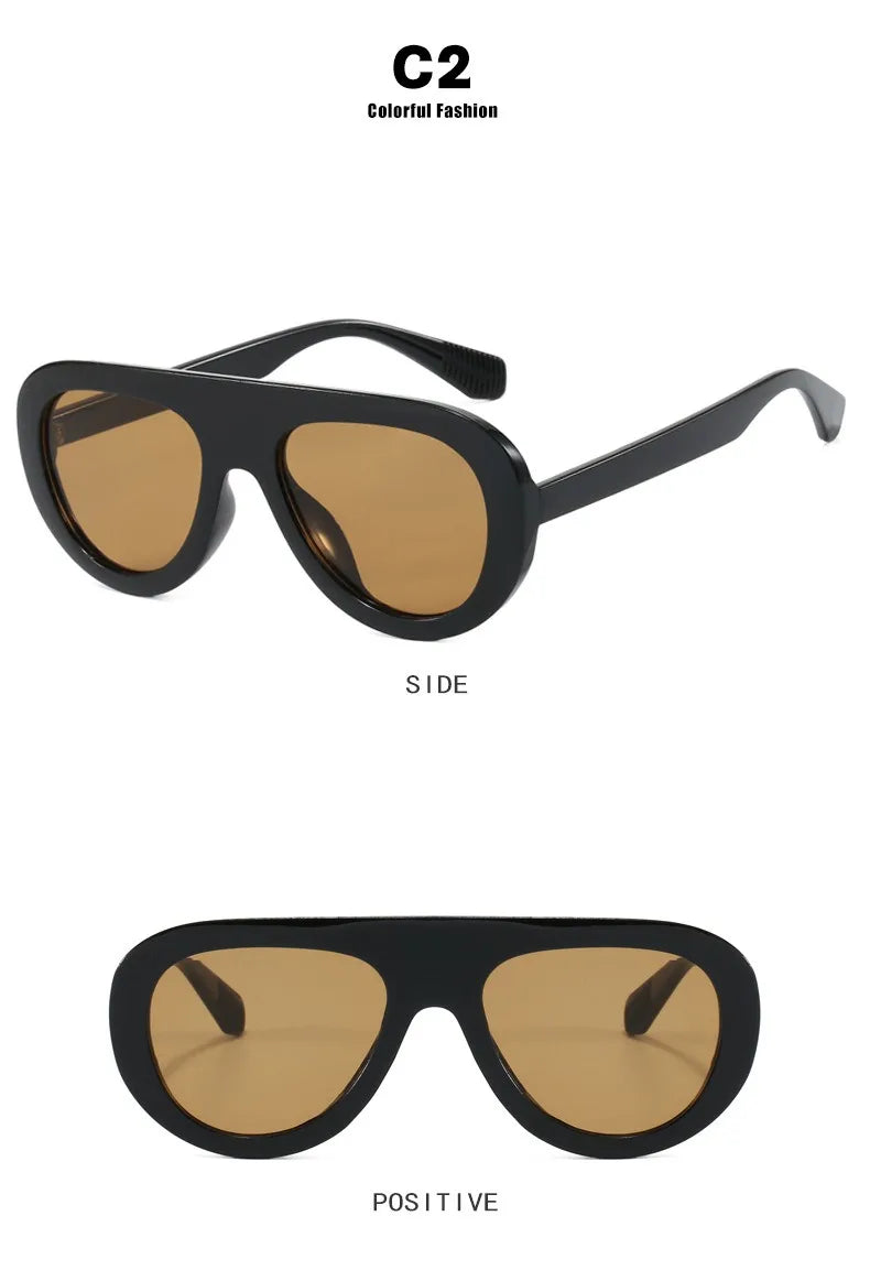 Lunettes de Soleil Rondes Y2K Imprimé Léopard — Samara
