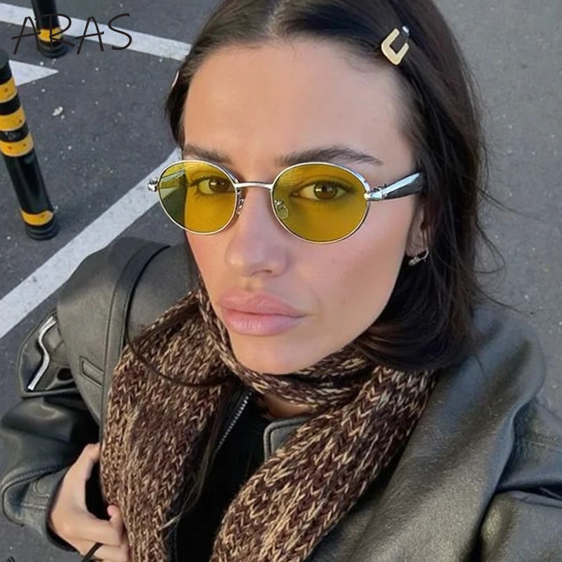 Lunettes de Soleil Ovales Punk Métal — Samara