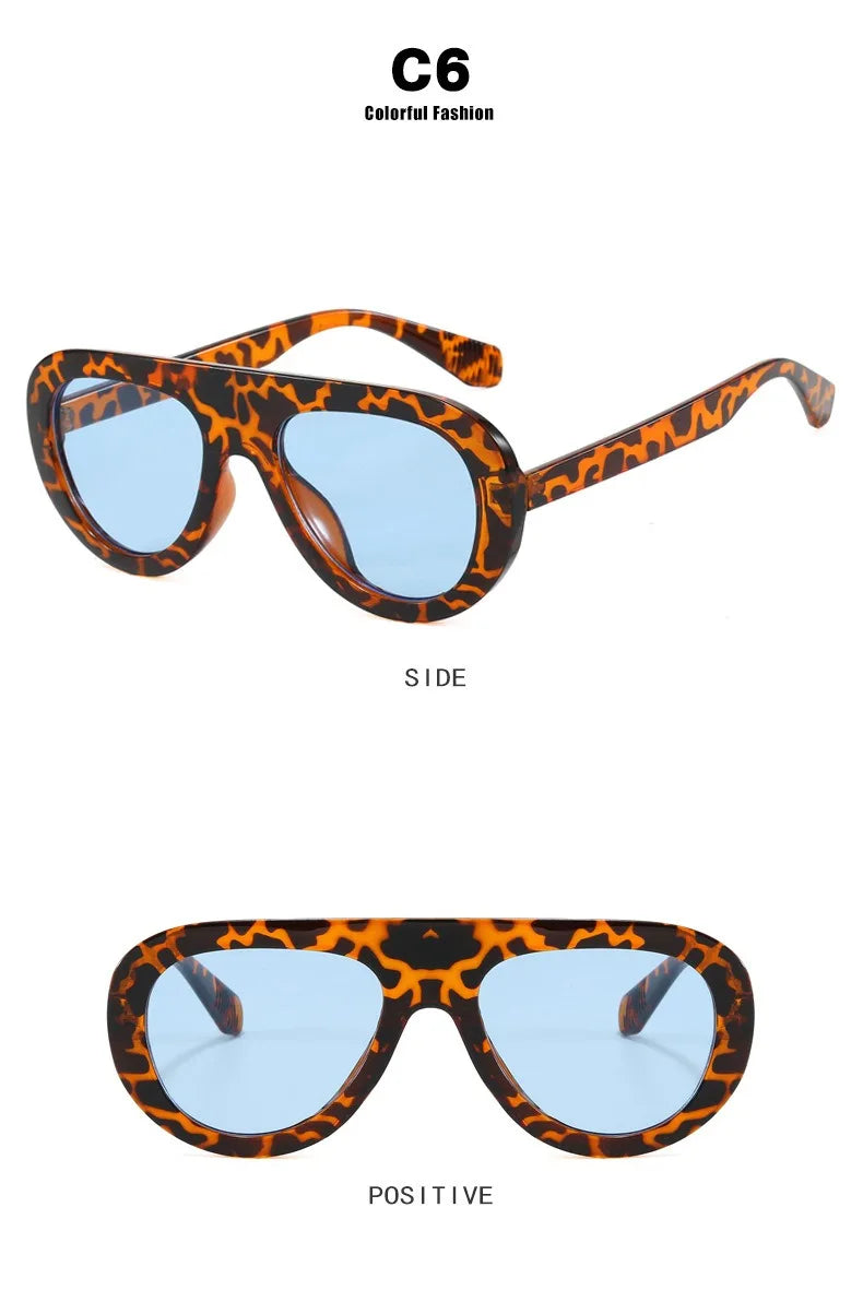 Lunettes de Soleil Rondes Y2K Imprimé Léopard — Samara