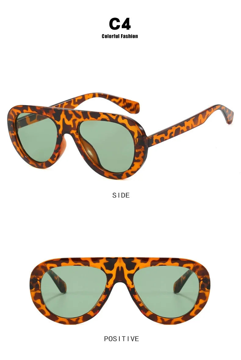 Lunettes de Soleil Rondes Y2K Imprimé Léopard — Samara
