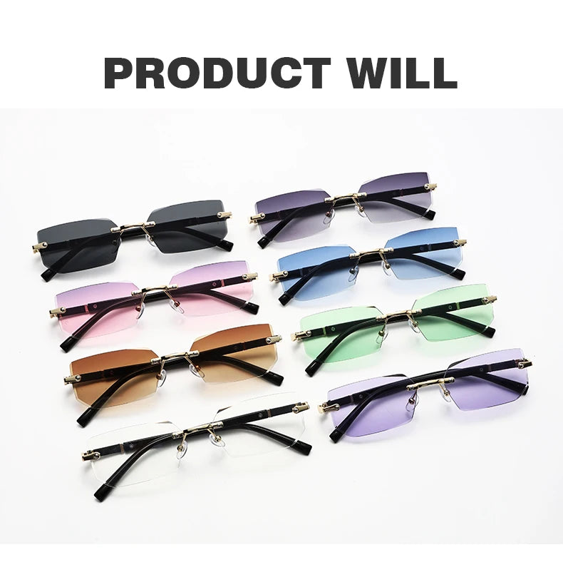 Lunettes de Soleil Sans Monture Rectangulaires — Samara