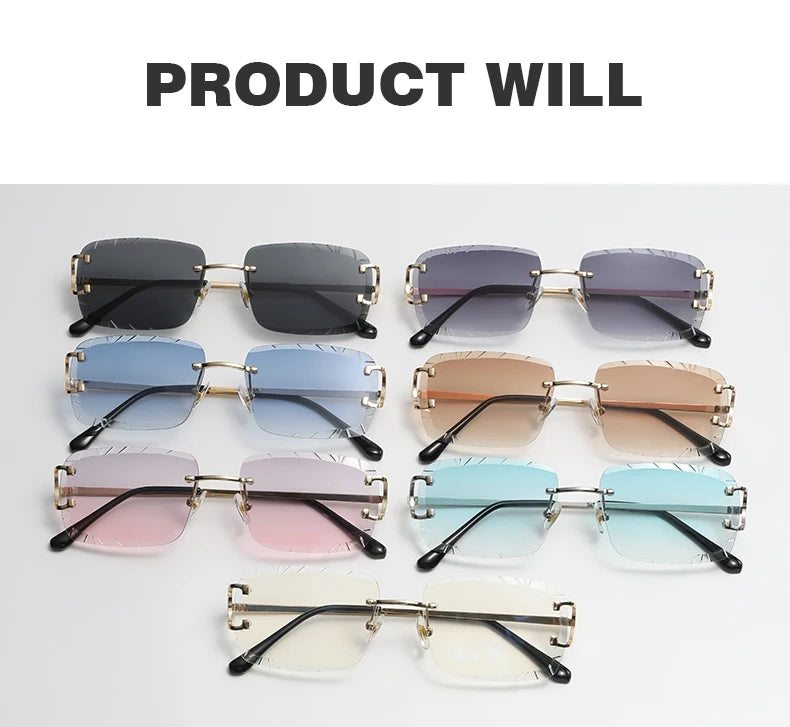 Lunettes de Soleil Carrées Sans Monture Métal — Samara