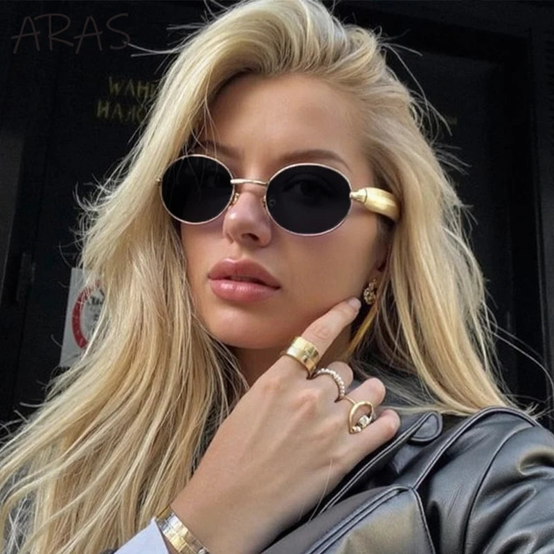 Lunettes de Soleil Ovales Punk Métal — Samara