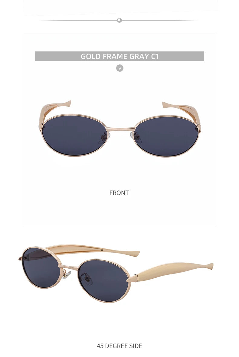 Lunettes de Soleil Ovales Punk Métal — Samara