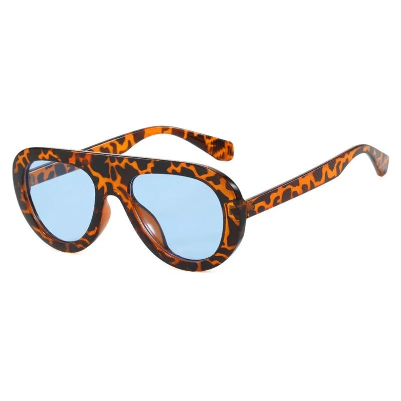 Lunettes de Soleil Rondes Y2K Imprimé Léopard — Samara