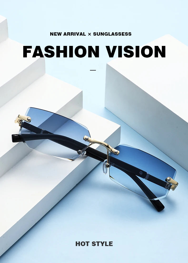 Lunettes de Soleil Sans Monture Rectangulaires — Samara
