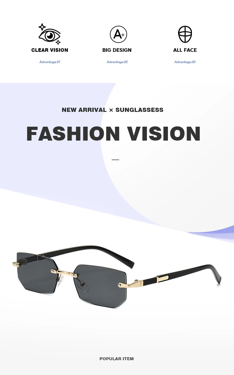 Lunettes de Soleil Sans Monture Rectangulaires — Samara