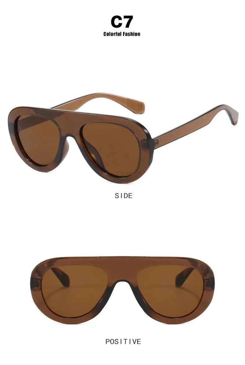 Lunettes de Soleil Rondes Y2K Imprimé Léopard — Samara